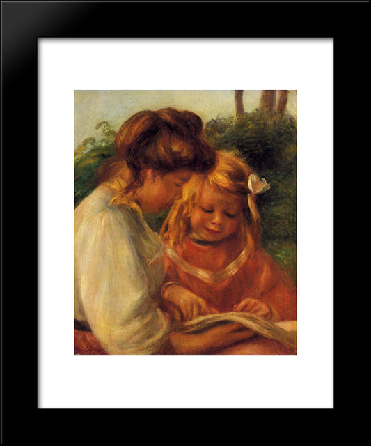 The Alphabet (Jean And Gabrielle) 20x24 Black Modern Wood Framed Art Print Poster by Renoir, Pierre Auguste