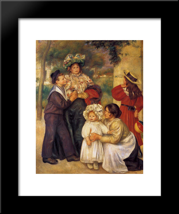 The Artist`S Family 20x24 Black Modern Wood Framed Art Print Poster by Renoir, Pierre Auguste