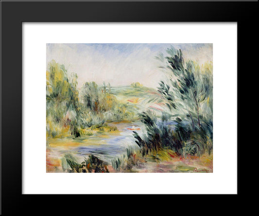 The Banks Of A River, Rower In A Boat 20x24 Black Modern Wood Framed Art Print Poster by Renoir, Pierre Auguste