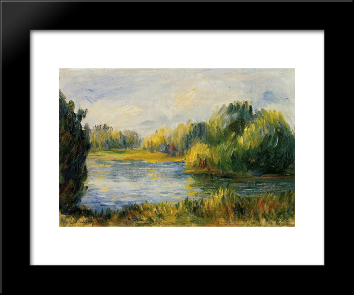 The Banks Of The River 20x24 Black Modern Wood Framed Art Print Poster by Renoir, Pierre Auguste