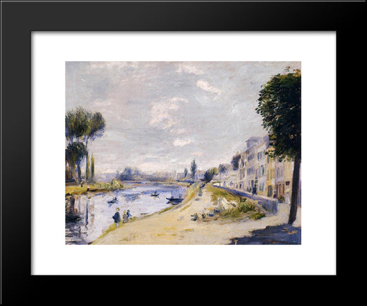 The Banks Of The Seine 20x24 Black Modern Wood Framed Art Print Poster by Renoir, Pierre Auguste