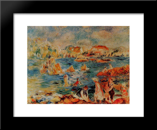 The Beach At Guernsey 20x24 Black Modern Wood Framed Art Print Poster by Renoir, Pierre Auguste