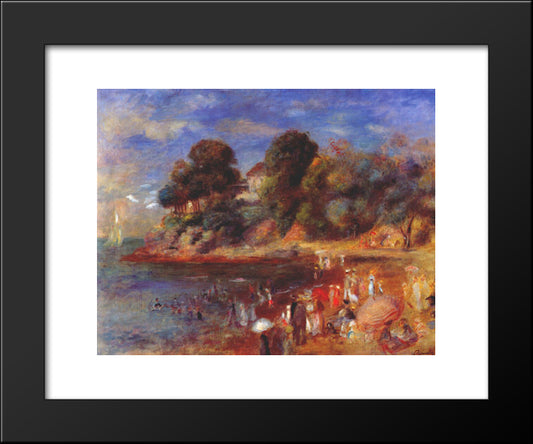 The Beach At Pornic 20x24 Black Modern Wood Framed Art Print Poster by Renoir, Pierre Auguste