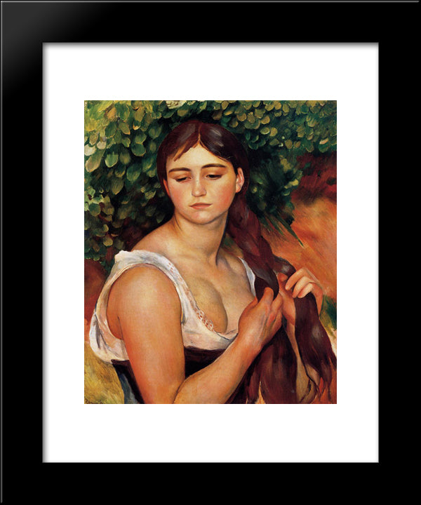 The Braid (Suzanne Valadon) 20x24 Black Modern Wood Framed Art Print Poster by Renoir, Pierre Auguste