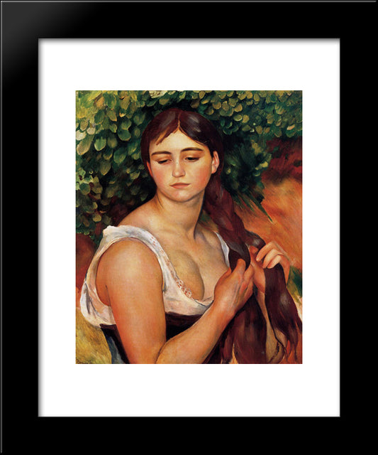 The Braid (Suzanne Valadon) 20x24 Black Modern Wood Framed Art Print Poster by Renoir, Pierre Auguste