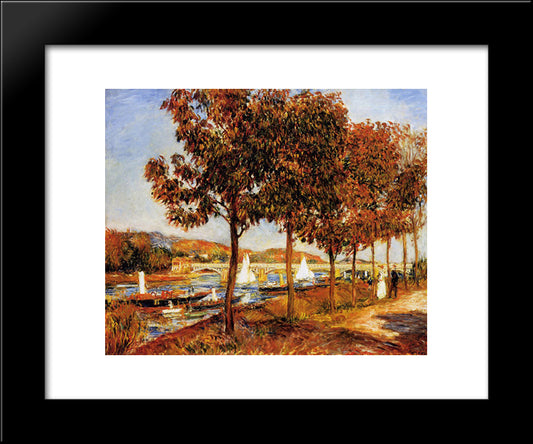 The Bridge At Argenteuil In Autumn 20x24 Black Modern Wood Framed Art Print Poster by Renoir, Pierre Auguste