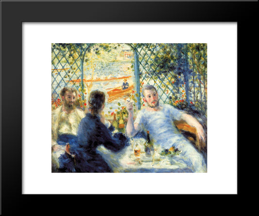 The Canoeist'S Luncheon 20x24 Black Modern Wood Framed Art Print Poster by Renoir, Pierre Auguste