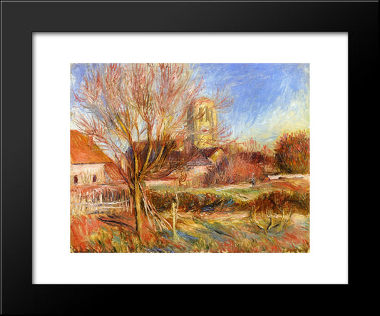 The Church At Essoyes 20x24 Black Modern Wood Framed Art Print Poster by Renoir, Pierre Auguste