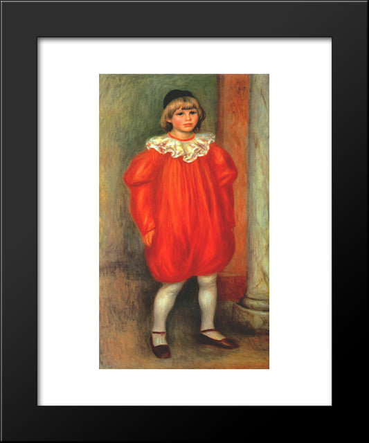 The Clown (Claude Ranoir In Clown Costume) 20x24 Black Modern Wood Framed Art Print Poster by Renoir, Pierre Auguste