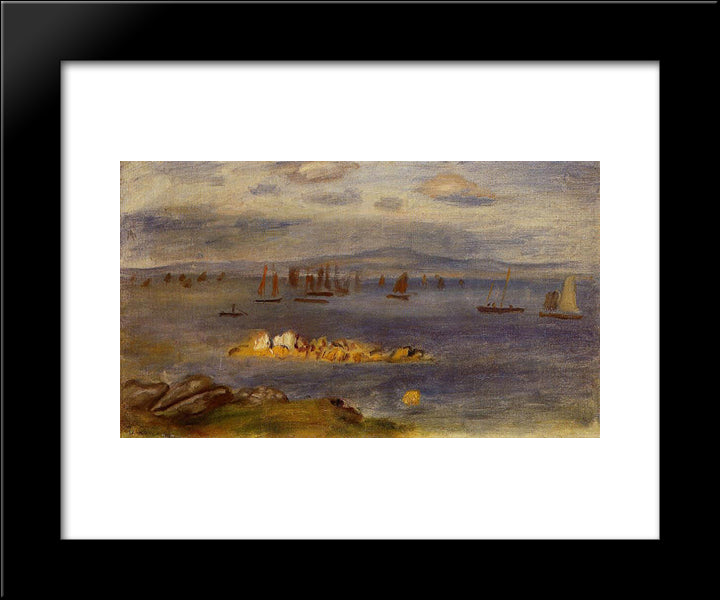 The Coast Of Brittany, Fishing Boats 20x24 Black Modern Wood Framed Art Print Poster by Renoir, Pierre Auguste