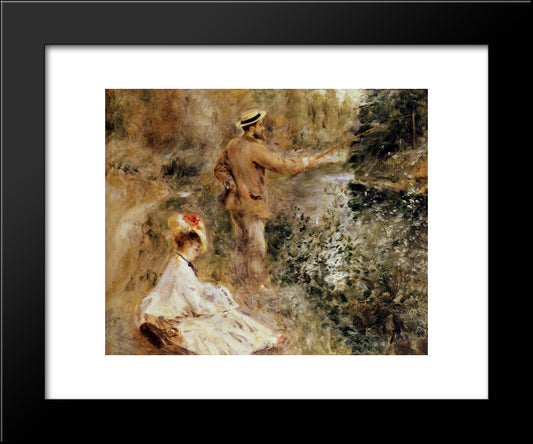 The Fisherman 20x24 Black Modern Wood Framed Art Print Poster by Renoir, Pierre Auguste