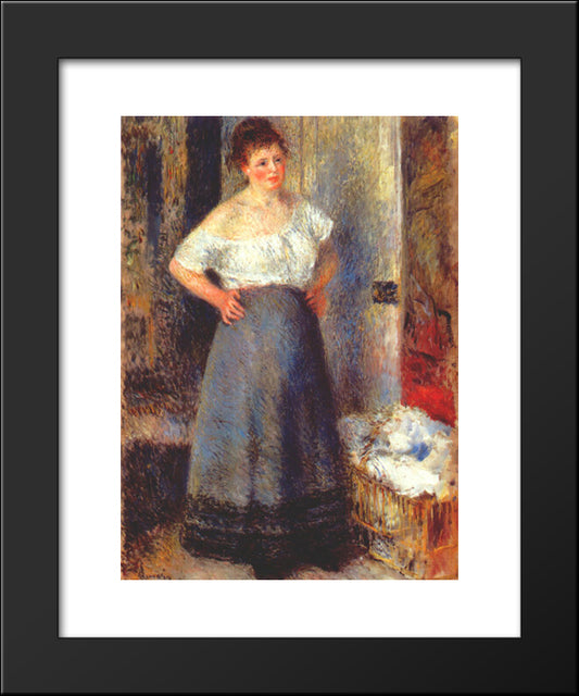 The Laundress 20x24 Black Modern Wood Framed Art Print Poster by Renoir, Pierre Auguste