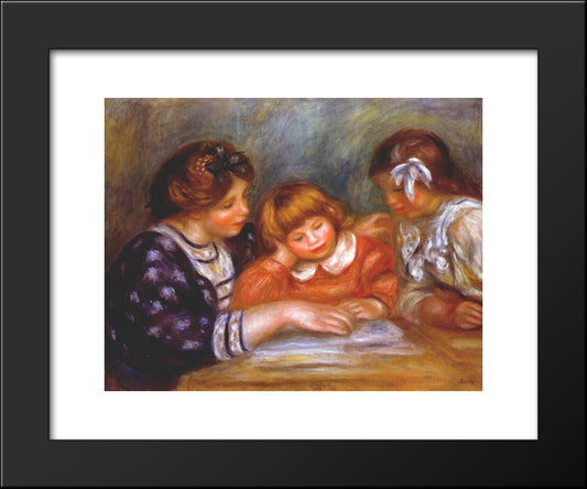 The Lesson 20x24 Black Modern Wood Framed Art Print Poster by Renoir, Pierre Auguste
