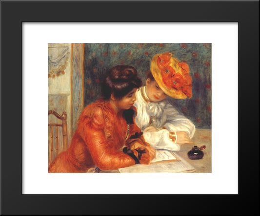 The Letter 20x24 Black Modern Wood Framed Art Print Poster by Renoir, Pierre Auguste