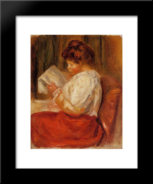 The Little Reader 20x24 Black Modern Wood Framed Art Print Poster by Renoir, Pierre Auguste