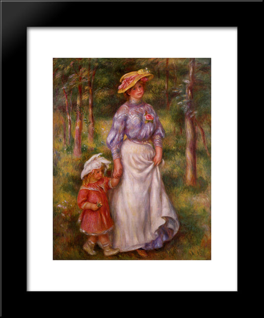 The Promenade (Julienne Dubanc And Adrienne) 20x24 Black Modern Wood Framed Art Print Poster by Renoir, Pierre Auguste