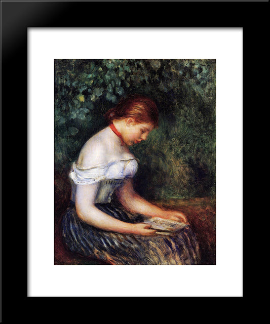 The Reader (Seated Young Woman) 20x24 Black Modern Wood Framed Art Print Poster by Renoir, Pierre Auguste