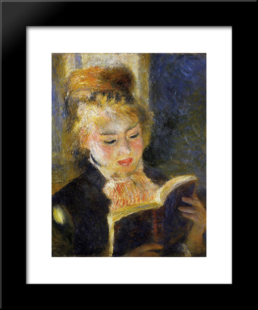 The Reader (Young Woman Reading A Book) 20x24 Black Modern Wood Framed Art Print Poster by Renoir, Pierre Auguste