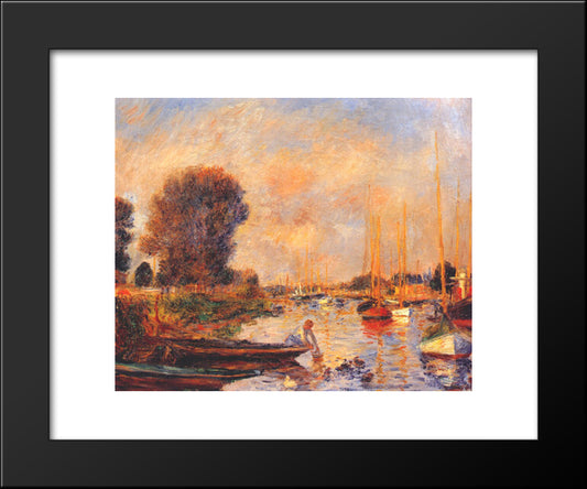 The Seine At Argenteuil 20x24 Black Modern Wood Framed Art Print Poster by Renoir, Pierre Auguste