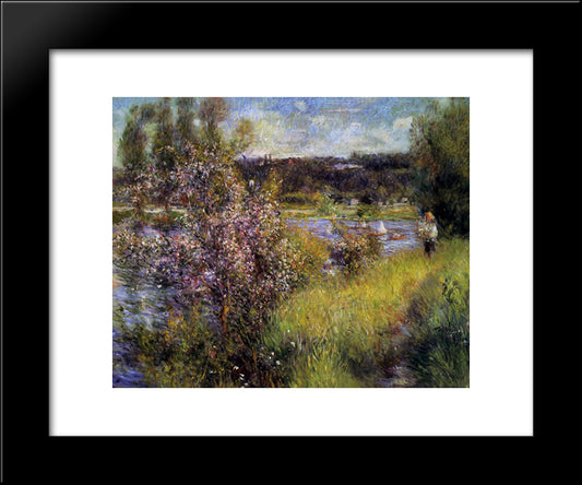 The Seine At Chatou 20x24 Black Modern Wood Framed Art Print Poster by Renoir, Pierre Auguste