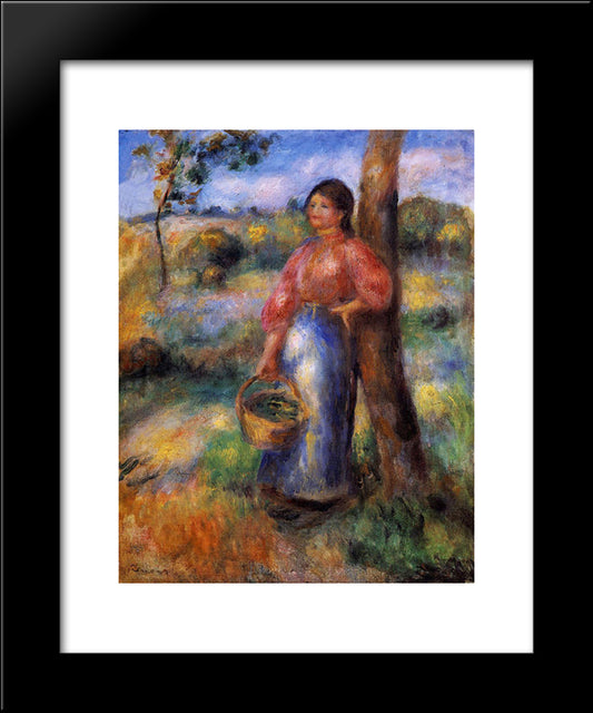 The Shepherdess 20x24 Black Modern Wood Framed Art Print Poster by Renoir, Pierre Auguste