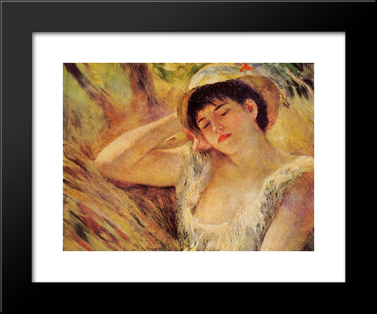 The Sleeper 20x24 Black Modern Wood Framed Art Print Poster by Renoir, Pierre Auguste