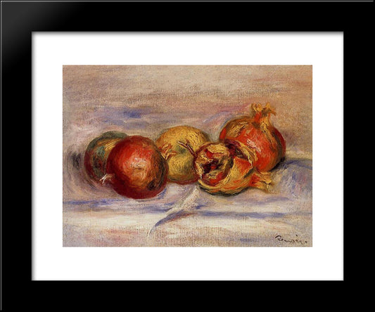 Three Pomegranates And Two Apples 20x24 Black Modern Wood Framed Art Print Poster by Renoir, Pierre Auguste