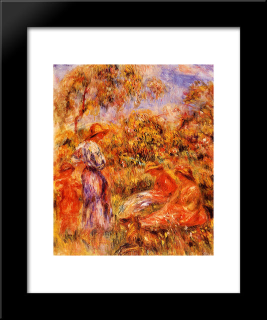 Three Women And Child In A Landscape 20x24 Black Modern Wood Framed Art Print Poster by Renoir, Pierre Auguste