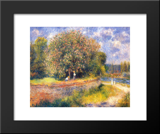 Tree Blooming 20x24 Black Modern Wood Framed Art Print Poster by Renoir, Pierre Auguste