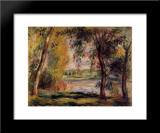 Trees By The Water 20x24 Black Modern Wood Framed Art Print Poster by Renoir, Pierre Auguste