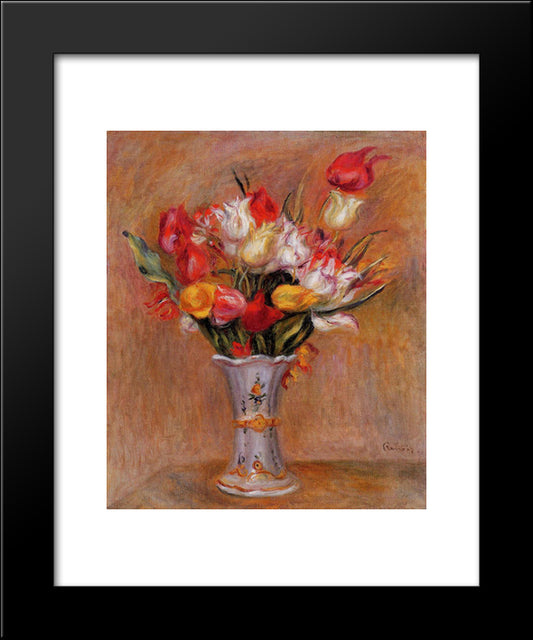 Tulips 20x24 Black Modern Wood Framed Art Print Poster by Renoir, Pierre Auguste