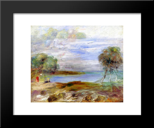 Two Figures By The Water 20x24 Black Modern Wood Framed Art Print Poster by Renoir, Pierre Auguste