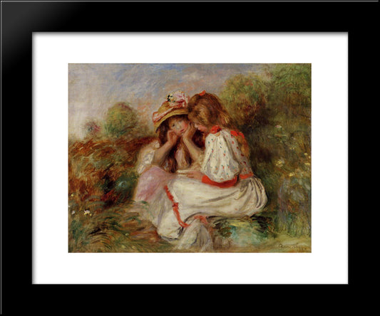 Two Little Girls 20x24 Black Modern Wood Framed Art Print Poster by Renoir, Pierre Auguste