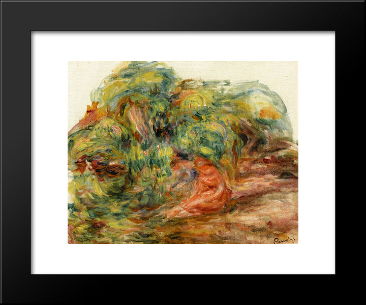 Two Woman In A Garden 20x24 Black Modern Wood Framed Art Print Poster by Renoir, Pierre Auguste