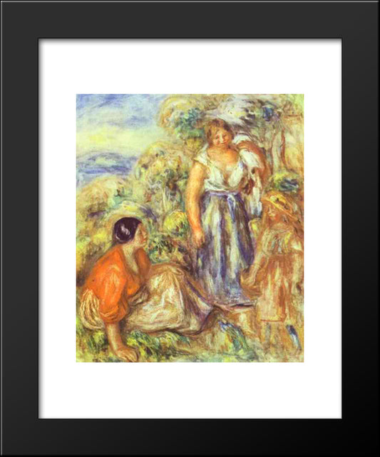 Two Women And A Child 20x24 Black Modern Wood Framed Art Print Poster by Renoir, Pierre Auguste