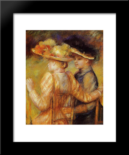 Two Women In A Garden 20x24 Black Modern Wood Framed Art Print Poster by Renoir, Pierre Auguste