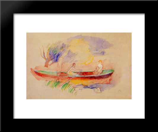 Two Women In A Rowboat 20x24 Black Modern Wood Framed Art Print Poster by Renoir, Pierre Auguste