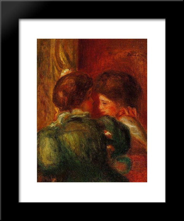 Two Women S Heads (The Loge) 20x24 Black Modern Wood Framed Art Print Poster by Renoir, Pierre Auguste