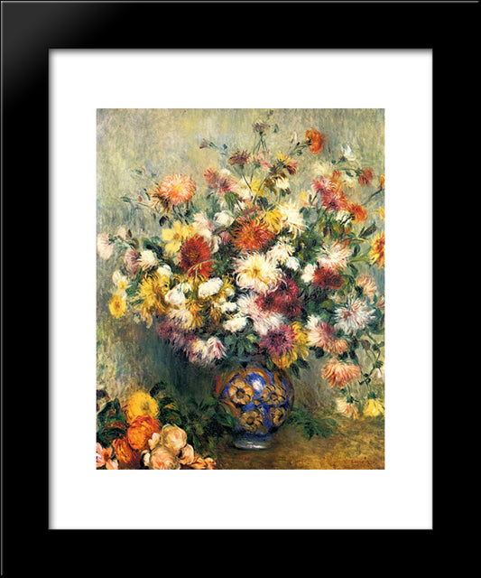 Vase Of Chrysanthemums 20x24 Black Modern Wood Framed Art Print Poster by Renoir, Pierre Auguste