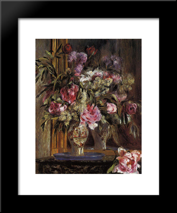 Vase Of Flowers 20x24 Black Modern Wood Framed Art Print Poster by Renoir, Pierre Auguste