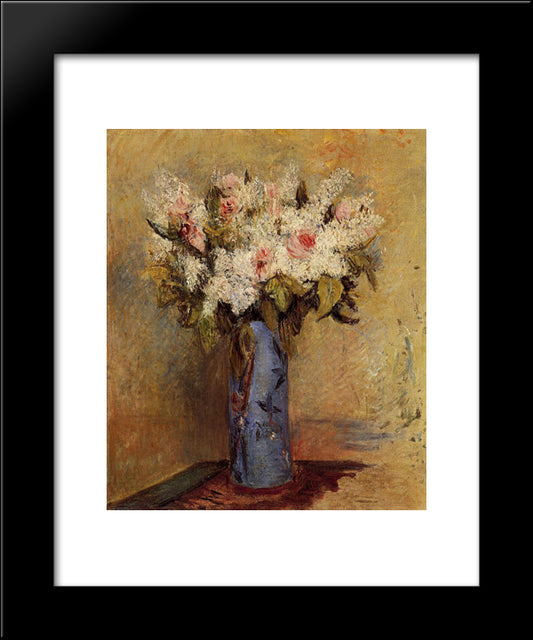 Vase Of Lilacs And Roses 20x24 Black Modern Wood Framed Art Print Poster by Renoir, Pierre Auguste