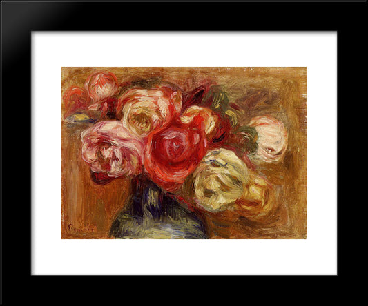 Vase Of Roses 20x24 Black Modern Wood Framed Art Print Poster by Renoir, Pierre Auguste