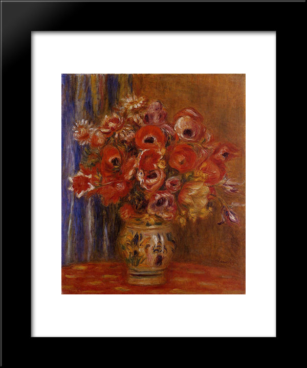 Vase Of Tulips And Anemones 20x24 Black Modern Wood Framed Art Print Poster by Renoir, Pierre Auguste