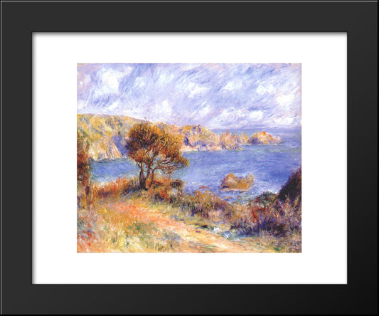 View At Guernsey 20x24 Black Modern Wood Framed Art Print Poster by Renoir, Pierre Auguste