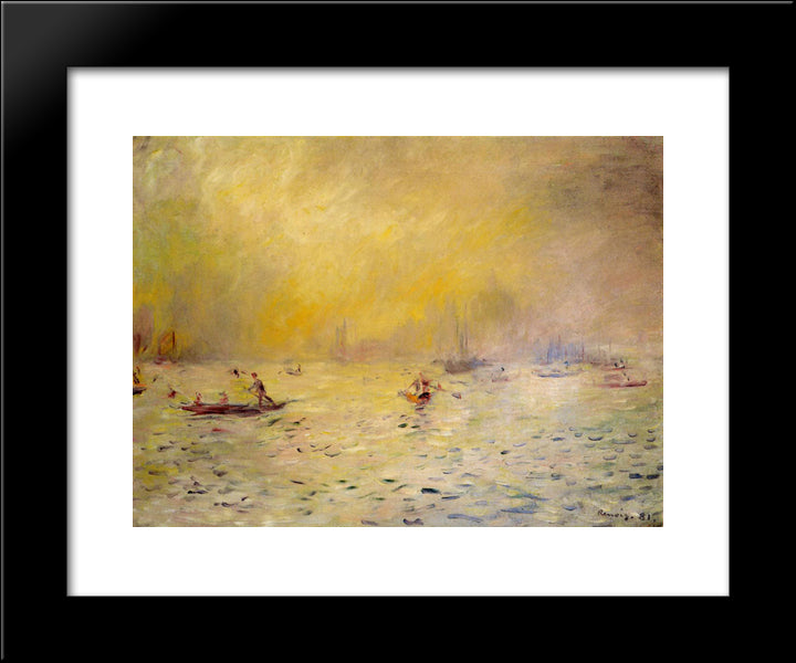 View Of Venice, Fog 20x24 Black Modern Wood Framed Art Print Poster by Renoir, Pierre Auguste