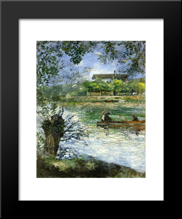 Willows And Figures In A Boat 20x24 Black Modern Wood Framed Art Print Poster by Renoir, Pierre Auguste