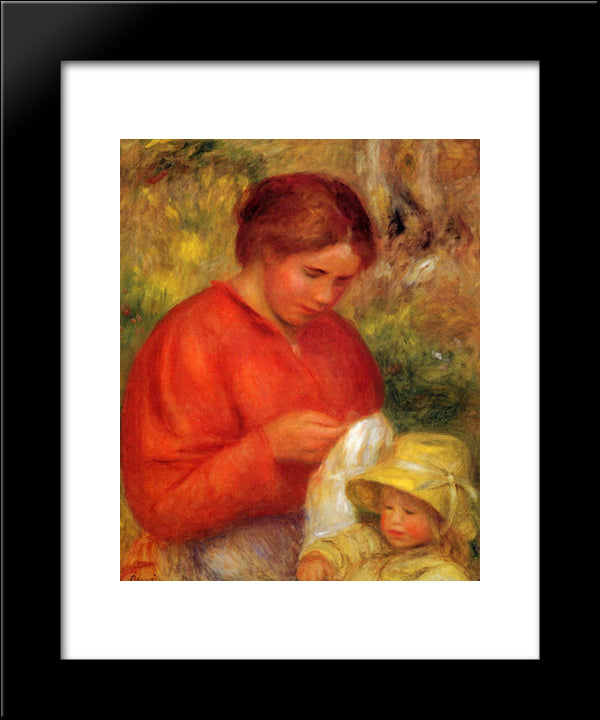 Woman And Child 20x24 Black Modern Wood Framed Art Print Poster by Renoir, Pierre Auguste