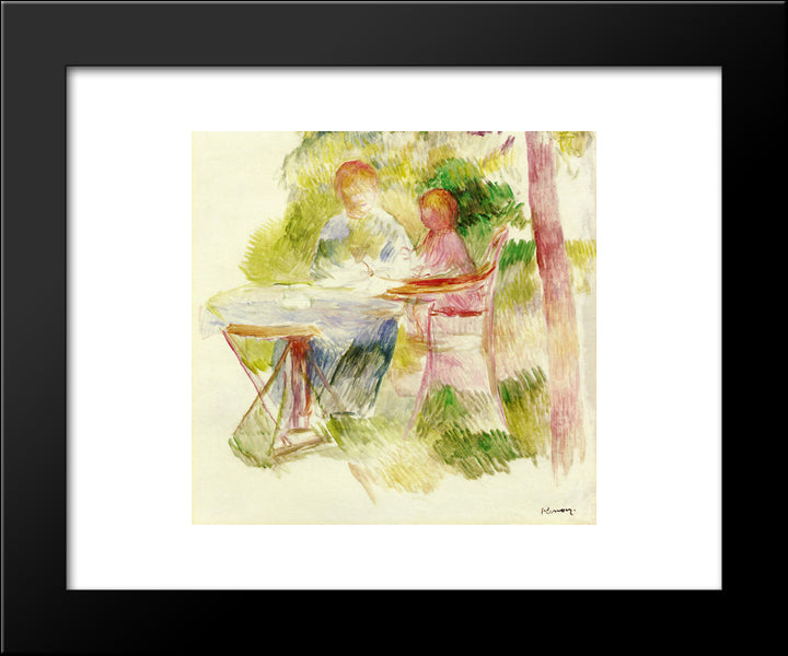 Woman And Child In A Garden 20x24 Black Modern Wood Framed Art Print Poster by Renoir, Pierre Auguste