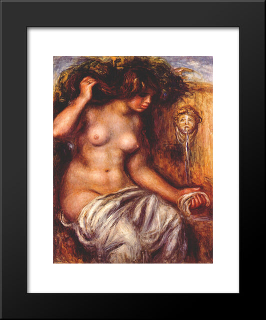 Woman At The Fountain 20x24 Black Modern Wood Framed Art Print Poster by Renoir, Pierre Auguste