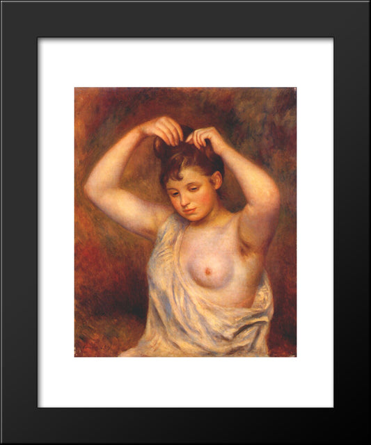 Woman Combing Her Hair 20x24 Black Modern Wood Framed Art Print Poster by Renoir, Pierre Auguste